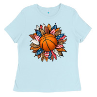 Baby Blue basketball sunflower Ladies Tee - HRA Design Shop