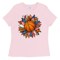 Bubblegum Pink basketball sunflower Ladies Tee - HRA Design Shop