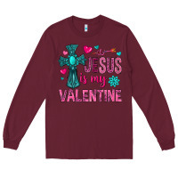 Burgundy jesus is my valentine Long Sleeve Tee - NancyCooperArtShop