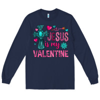 Navy jesus is my valentine Long Sleeve Tee - NancyCooperArtShop