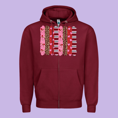 Valentine's Day Brushstrokes Zipper Hoodie Designed By Ranaportraitstore