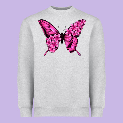 Floral Pink Butterfly Heavyweight Sweatshirt Designed By Nancycooperartshop