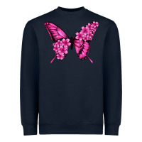 Navy Floral pink butterfly Heavyweight Sweatshirt - NancyCooperArtShop