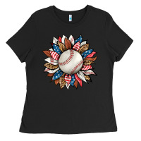 Black baseball sunflower Ladies Tee - HRA Design Shop