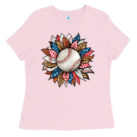 Bubblegum Pink baseball sunflower Ladies Tee - HRA Design Shop