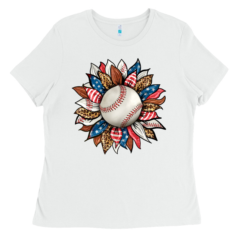 Baseball Sunflower Ladies Tee by HRA Design Shop | Teevron