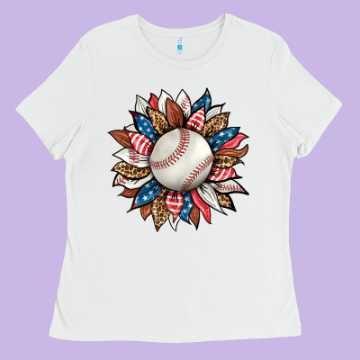 Baseball Sunflower Ladies Tee Designed By Hra Design Shop