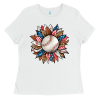 White baseball sunflower Ladies Tee - HRA Design Shop