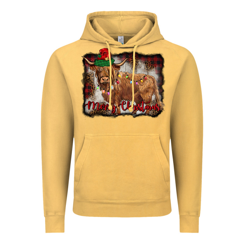 Merry Christmas Highland Cow Vintage Hoodie by BarkalooDesign | Teevron