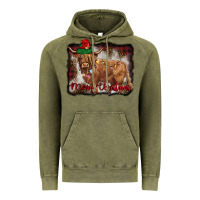 Vintage Olive merry christmas highland cow Vintage Hoodie - BarkalooDesign