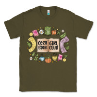 Army Green cozy book girl club Classic Tee - MaliasSmallBusiness