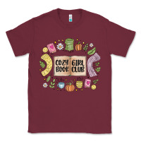 Burgundy cozy book girl club Classic Tee - MaliasSmallBusiness