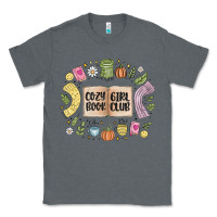 Charcoal Heather cozy book girl club Classic Tee - MaliasSmallBusiness