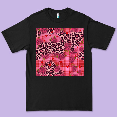 Valentines Day Roses Leopard Seamless Pattern Premium Tee Designed By Jahusdesignshop