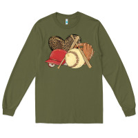 Army Green softball Long Sleeve Tee - MaliasSmallBusiness