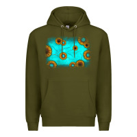 Army Green turquoise gemstone sunflower background Premium Hoodie - JahusDesignShop