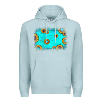 Blue Mist turquoise gemstone sunflower background Premium Hoodie - JahusDesignShop