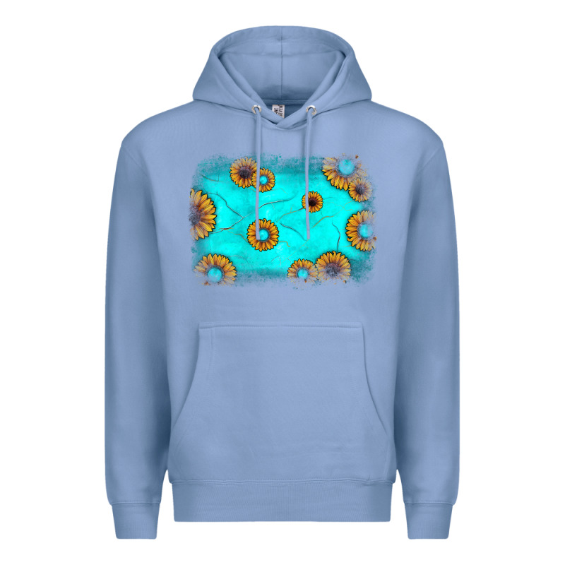 Turquoise Gemstone Sunflower Background Premium Hoodie by JahusDesignShop | Teevron