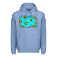 Colony Blue turquoise gemstone sunflower background Premium Hoodie - JahusDesignShop