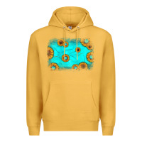 Mustard turquoise gemstone sunflower background Premium Hoodie - JahusDesignShop