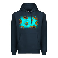 Navy turquoise gemstone sunflower background Premium Hoodie - JahusDesignShop