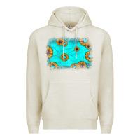 Oatmeal Heather turquoise gemstone sunflower background Premium Hoodie - JahusDesignShop