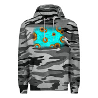 Slate Camo turquoise gemstone sunflower background Premium Hoodie - JahusDesignShop