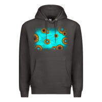 Smoke turquoise gemstone sunflower background Premium Hoodie - JahusDesignShop