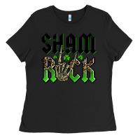 Black St. Patrick's shamrock Ladies Tee - OliviaCreatesArt