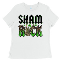 White St. Patrick's shamrock Ladies Tee - OliviaCreatesArt