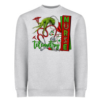 Heather Grey grinch hand telemetry nurse Heavyweight Sweatshirt - NancyCooperArtShop