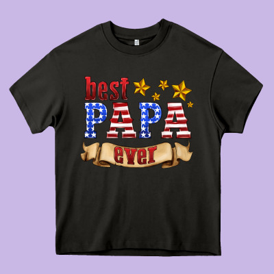 Best Papa Ever Heavy Core Tee Designed By Hra Design Shop