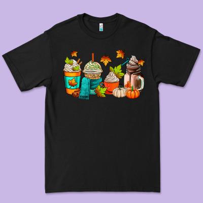 Fall Coffee Cups Premium Tee Designed By Adodesignshop