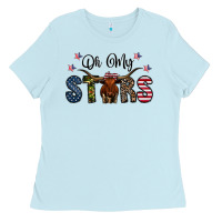 Baby Blue oh my stars Ladies Tee - CowhideDigitalArt