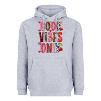 Heather Grey Good vibes only Valentine's Day Heavyweight Hoodie - HowdyJamesFarm
