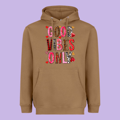 Good Vibes Only Valentine's Day Heavyweight Hoodie Designed By Howdyjamesfarm