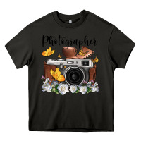 Asphalt photographer floral butterfly film roll vintage camera Heavy Core Tee - FaDigitalArtStudio