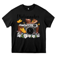 Black photographer floral butterfly film roll vintage camera Heavy Core Tee - FaDigitalArtStudio