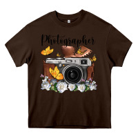 Chocolate Brown photographer floral butterfly film roll vintage camera Heavy Core Tee - FaDigitalArtStudio