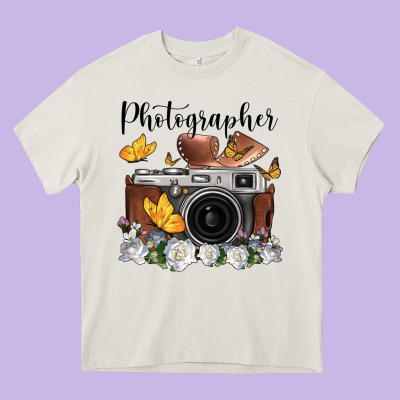 Photographer Floral Butterfly Film Roll Vintage Camera Heavy Core Tee Designed By Fadigitalartstudio