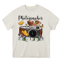 Cream photographer floral butterfly film roll vintage camera Heavy Core Tee - FaDigitalArtStudio