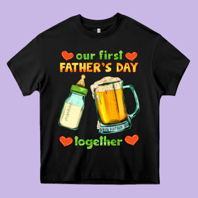 Our First Father's Day Together Heavy Core Tee Designed By Hra Design Shop