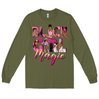 Army Green black girl magic Long Sleeve Tee - NancyCooperArtShop