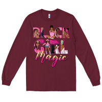 Burgundy black girl magic Long Sleeve Tee - NancyCooperArtShop