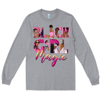 Heather Grey black girl magic Long Sleeve Tee - NancyCooperArtShop