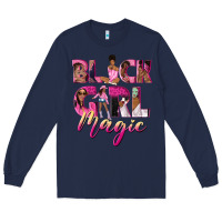 Navy black girl magic Long Sleeve Tee - NancyCooperArtShop