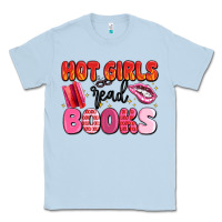 Dusty Blue hot girls read books Classic Tee - MaliasSmallBusiness