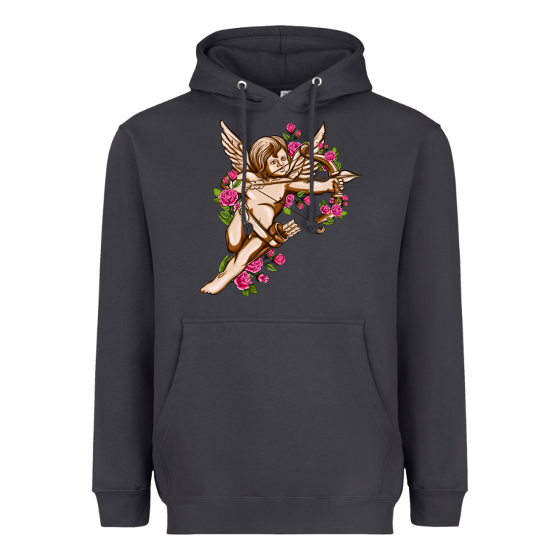 Cupid With Rose Valentine's Day Heavyweight Hoodie by HowdyJamesFarm | Teevron
