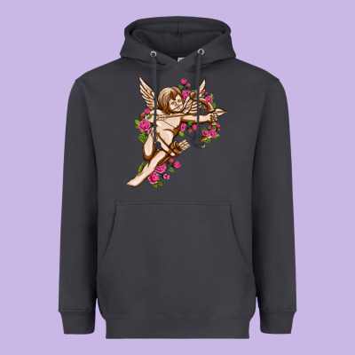 Cupid With Rose Valentine's Day Heavyweight Hoodie Designed By Howdyjamesfarm