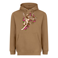 Toasted Coconut Cupid with rose Valentine's Day Heavyweight Hoodie - HowdyJamesFarm